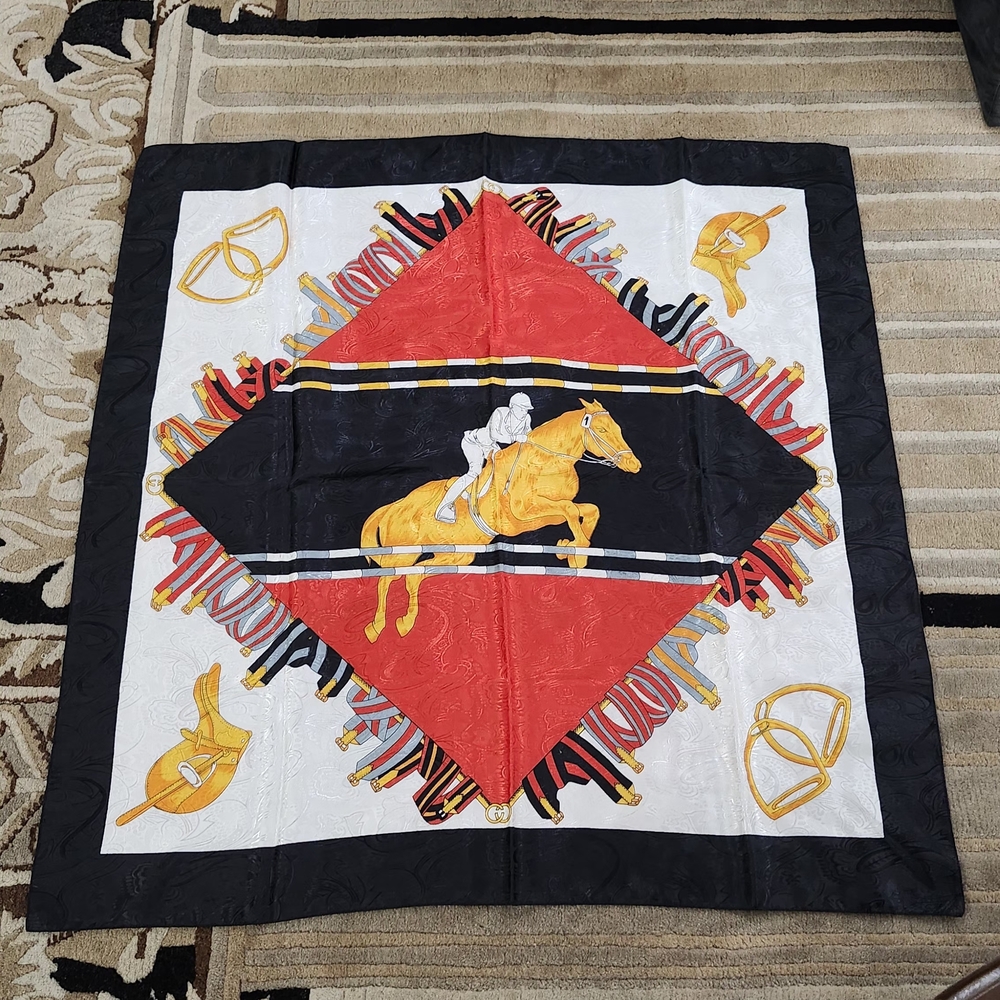 Scarf with Red and Black Accents